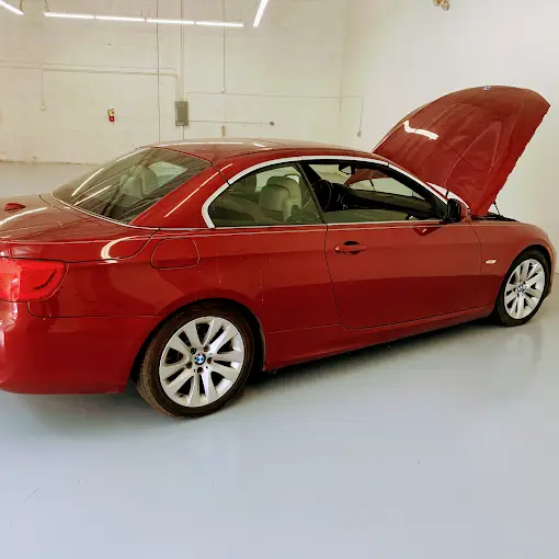 BMW 3 Series convertible parked at the Valette Auto Repair shop in Chandler, Arizona