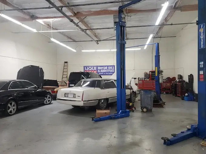 Classic car parked in the Valette Auto Repair repair bay in Chandler, Arizona